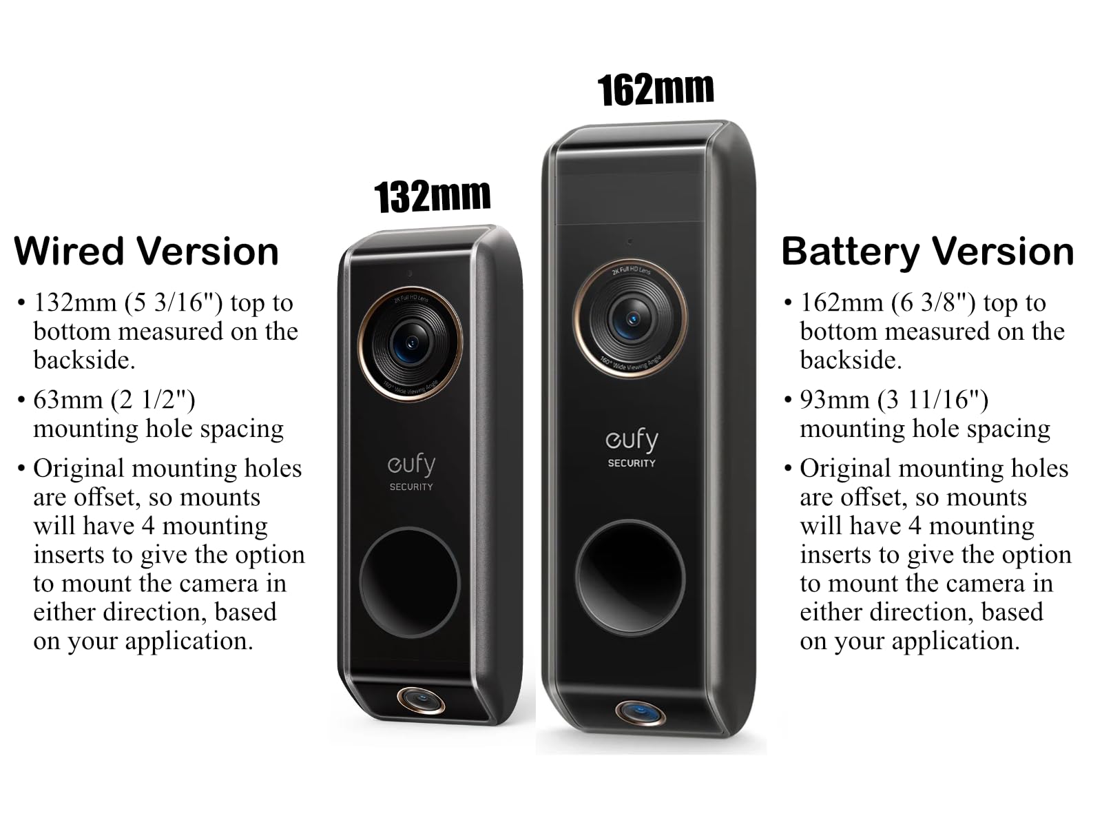 Angled Doorbell Mount Compatible With Eufy S330 Security Video Doorbell (132Mm, 50 Degree, Black)